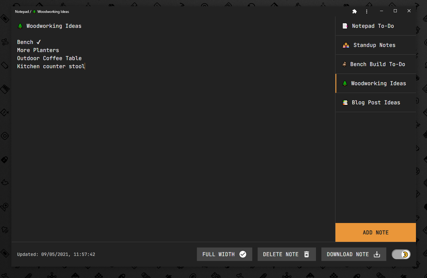 Notepad screenshot
